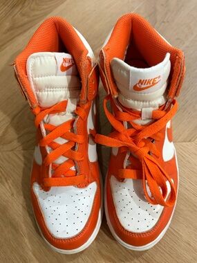 Nike Dunk KIDS Orange and White High-Top Sneakers Size 3Y/EU 35